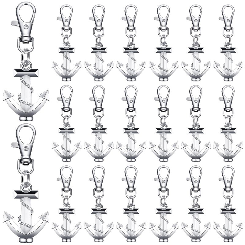 Yinkin Silver Anchor Keychain Ocean Themed Keychain Wedding Favors for Guests Nautical Party Favors Souvenirs Gifts(30 Pcs) - Image 1