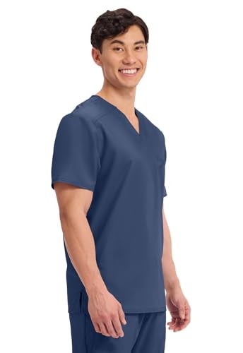 Cherokee Scrub for Men's Tuckable V-Neck Top with 1 Chest Pocket, Pen Slot, Ultra Soft, Durable, 2-Way Stretch Fabric - WW690, S, Navy - Image 5