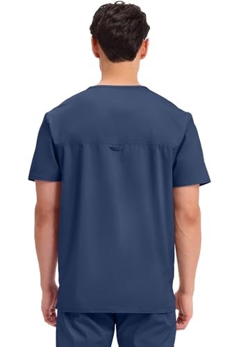 Cherokee Scrub for Men's Tuckable V-Neck Top with 1 Chest Pocket, Pen Slot, Ultra Soft, Durable, 2-Way Stretch Fabric - WW690, S, Navy - Image 4