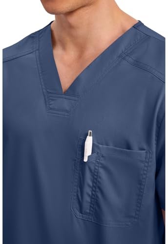 Cherokee Scrub for Men's Tuckable V-Neck Top with 1 Chest Pocket, Pen Slot, Ultra Soft, Durable, 2-Way Stretch Fabric - WW690, S, Navy - Image 2