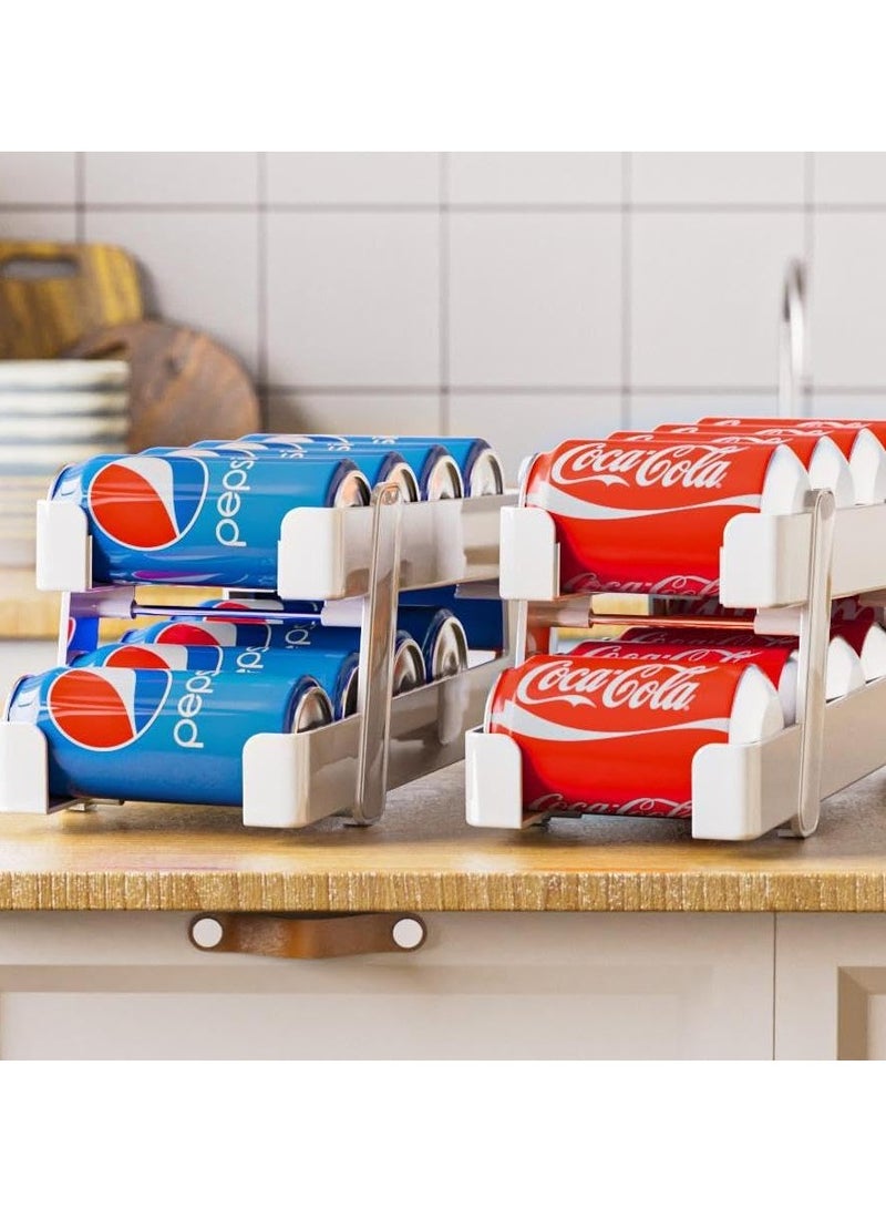 KYD Soda Can Organizer for Refrigerator, 2 Pack Expandable Soda Can Dispenser for Refrigerator Organizers Bins 2-Layer Kitchen Organizers and Storage Drink Holders for Fridge Pantry Organization  - Image 4