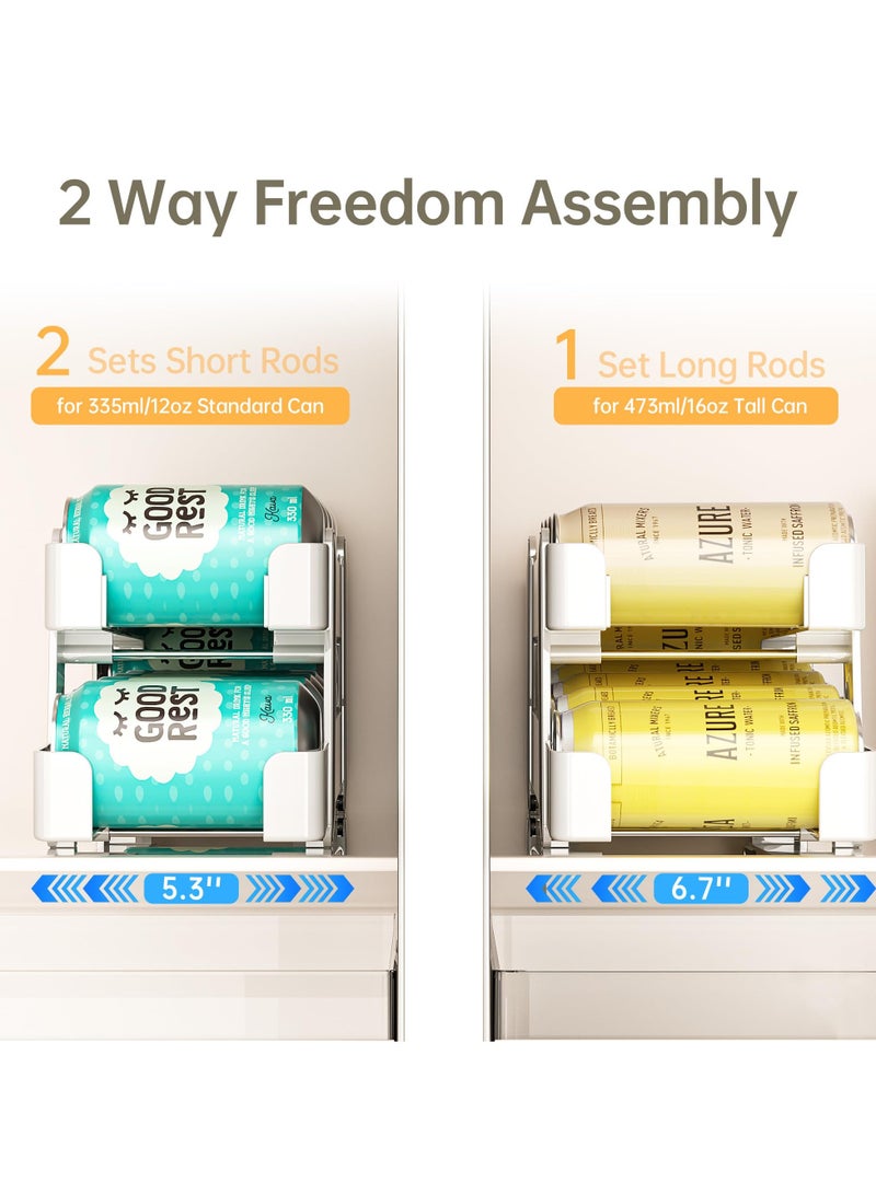 KYD Soda Can Organizer for Refrigerator, 2 Pack Expandable Soda Can Dispenser for Refrigerator Organizers Bins 2-Layer Kitchen Organizers and Storage Drink Holders for Fridge Pantry Organization  - Image 2