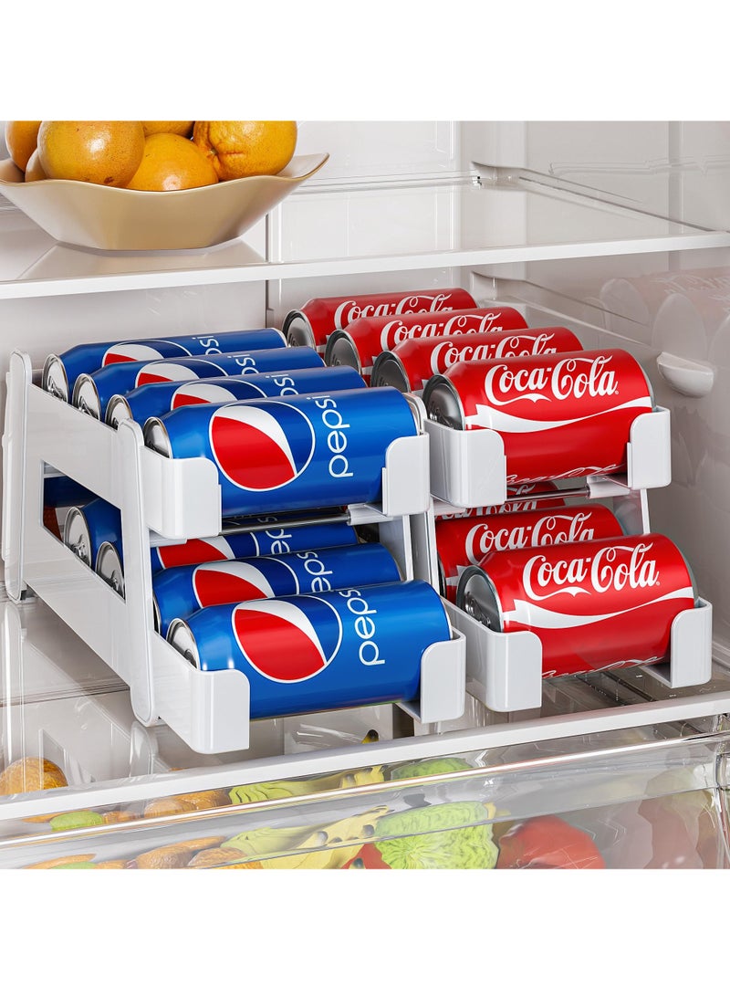 KYD Soda Can Organizer for Refrigerator, 2 Pack Expandable Soda Can Dispenser for Refrigerator Organizers Bins 2-Layer Kitchen Organizers and Storage Drink Holders for Fridge Pantry Organization  - Image 1