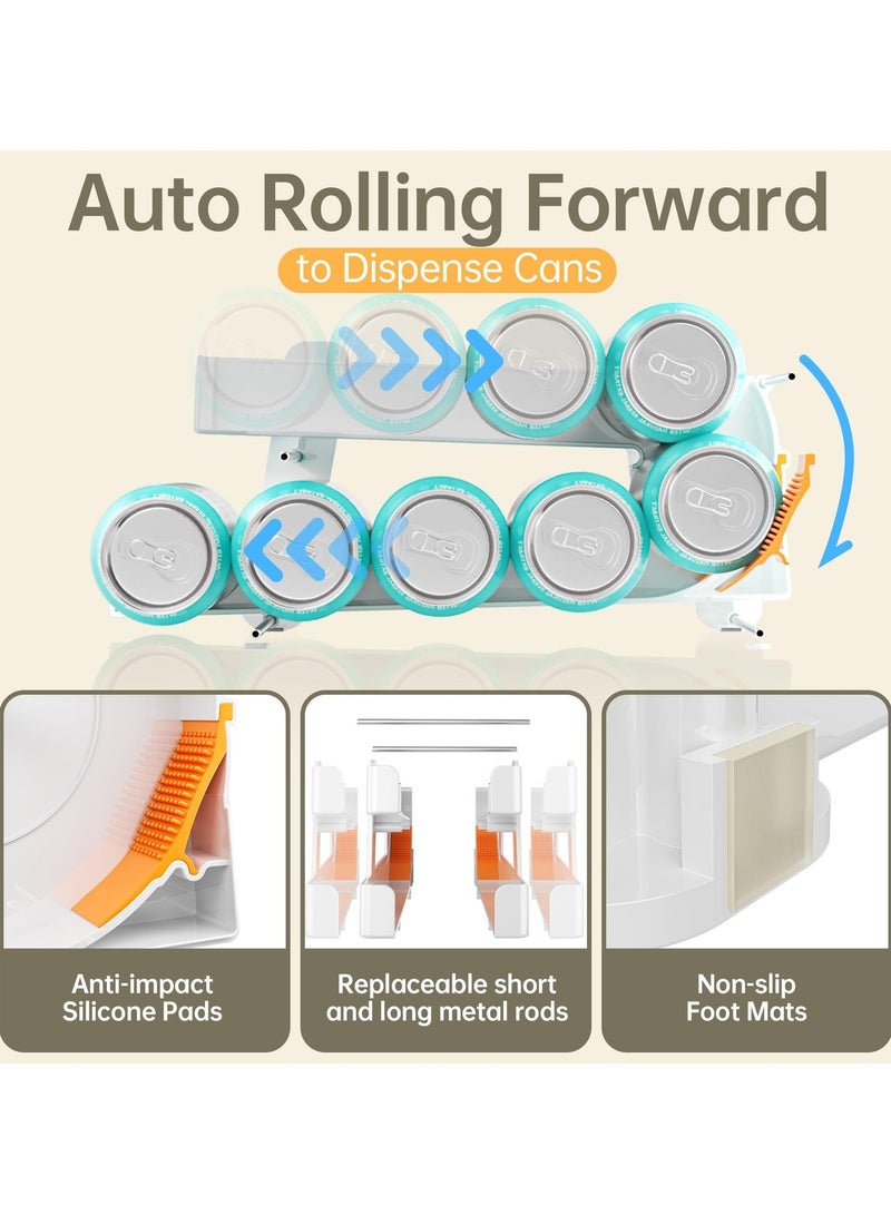 KYD Soda Can Organizer for Refrigerator, 2 Pack Expandable Soda Can Dispenser for Refrigerator Organizers Bins 2-Layer Kitchen Organizers and Storage Drink Holders for Fridge Pantry Organization - Image 4