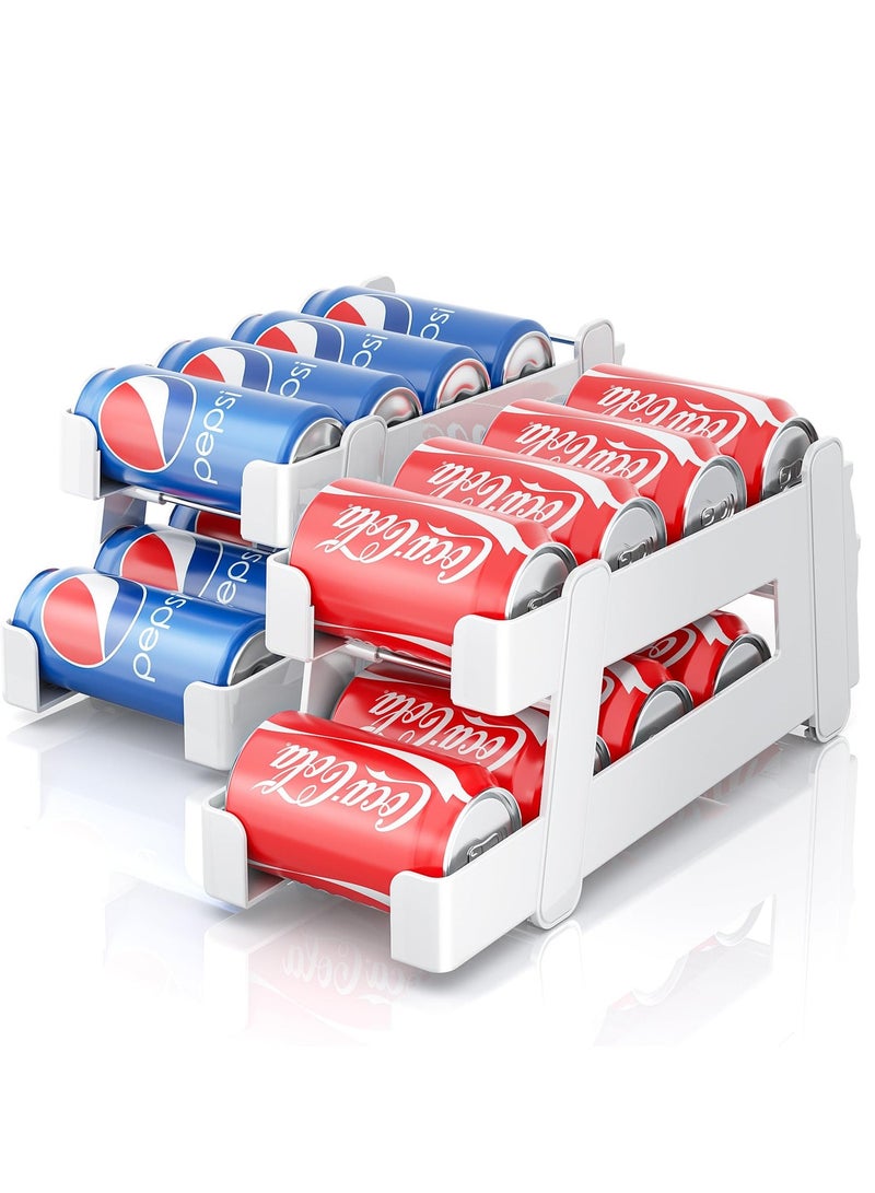 KYD Soda Can Organizer for Refrigerator, 2 Pack Expandable Soda Can Dispenser for Refrigerator Organizers Bins 2-Layer Kitchen Organizers and Storage Drink Holders for Fridge Pantry Organization - Image 1