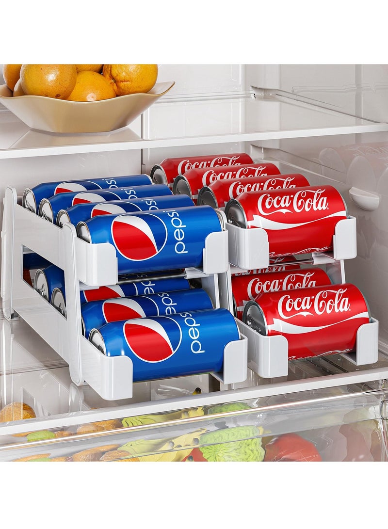 KYD Soda Can Organizer for Refrigerator, 2 Pack Expandable Soda Can Dispenser for Refrigerator Organizers Bins 2-Layer Kitchen Organizers and Storage Drink Holders for Fridge Pantry Organization - Image 2