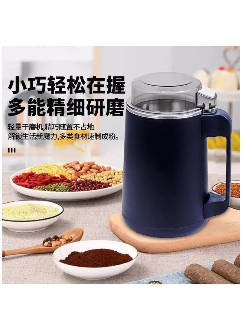 مطحنة قهوة كهربائية من الاستلس المتين و مطحنة حبوب البن المحمولة، 200 واط عالية الطاقة وتقطيع الطعام،  ماكينة طحن القهوة فائقة النعومة موتور من الفولاذ المقاوم للصدا متعددة الاستخدامات تستخدم أيضًا كمطحنة صغيرة في المطبخ لطحن التوابل المجففة والمكسرات والأعشاب وما إلى ذلك مزودة بغطاء شفاف ومفتاح امان - Image 1