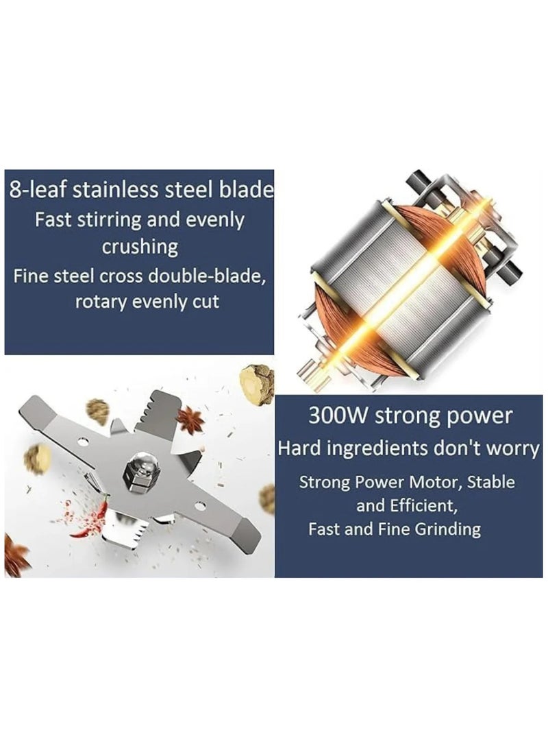 مطحنة قهوة كهربائية من الاستلس المتين و مطحنة حبوب البن المحمولة، 200 واط عالية الطاقة وتقطيع الطعام،  ماكينة طحن القهوة فائقة النعومة موتور من الفولاذ المقاوم للصدا متعددة الاستخدامات تستخدم أيضًا كمطحنة صغيرة في المطبخ لطحن التوابل المجففة والمكسرات والأعشاب وما إلى ذلك مزودة بغطاء شفاف ومفتاح امان - Image 5