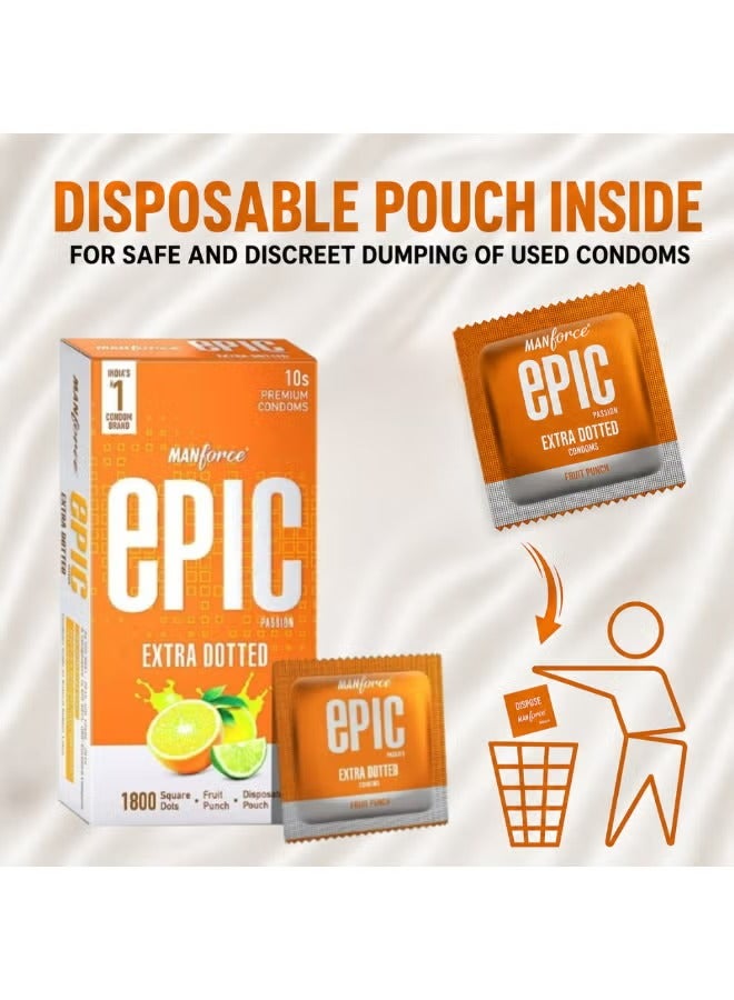 Mankind Manforce Epic Passion Fruit Punch Flavoured Condoms for Men | Pack of 3 |  Ultra Thin Extra Dotted Lubricated Latex Condoms for Intense Pleasure & Safe Protection |  Premium Flavoured Condom Pack (10 Pieces) Bundle - Image 5