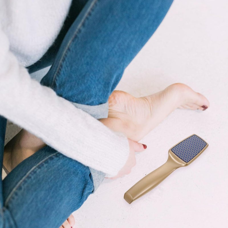 Gold Pedicure Foot Rasp and Foot Skin Trimmer Tool Electroplated Handle Multi-Purpose Dead Skin Remover for Wet and Dry Home Salon Callus Scraper - Image 3