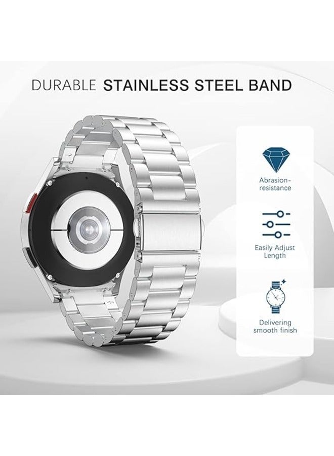 Silver Stainless Steel Metal Band for Samsung Galaxy Watch 7FE/6/5/4 (40mm/44mm), Galaxy Watch 5 Pro (45mm), Galaxy Watch 6 Classic (43mm/47mm), and Galaxy Watch 4 Classic (42mm/46mm) - No Gap Design - Image 3