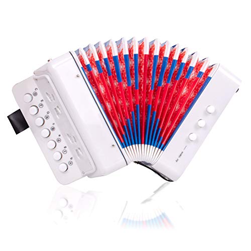 Horse Kids Accordion, 10 Keys Button Control Kid Accordions Musical Instruments for Child Children Toddlers Beginners Accordian Lightweight 7 key 3 Bass Mini Acordeón Toy Acordeones Para Miños White - Image 1