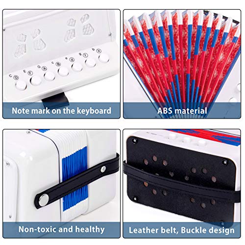 Horse Kids Accordion, 10 Keys Button Control Kid Accordions Musical Instruments for Child Children Toddlers Beginners Accordian Lightweight 7 key 3 Bass Mini Acordeón Toy Acordeones Para Miños White - Image 4