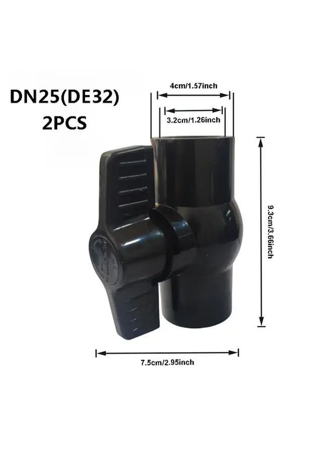 DN25 صمام كرة PVC أسود 2 قطعة صناعي كيميائي درجة تحول أنابيب المياه - Image 1