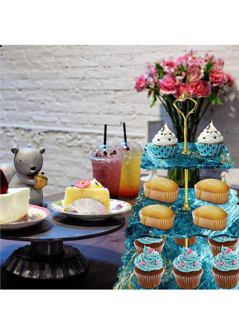 XiuWoo - 3 Tier Cupcake Stands Resin Molds/Cake Platter Display Plate Geode Resin Silicone Casting Mold with Hardware Fittings - Image 1