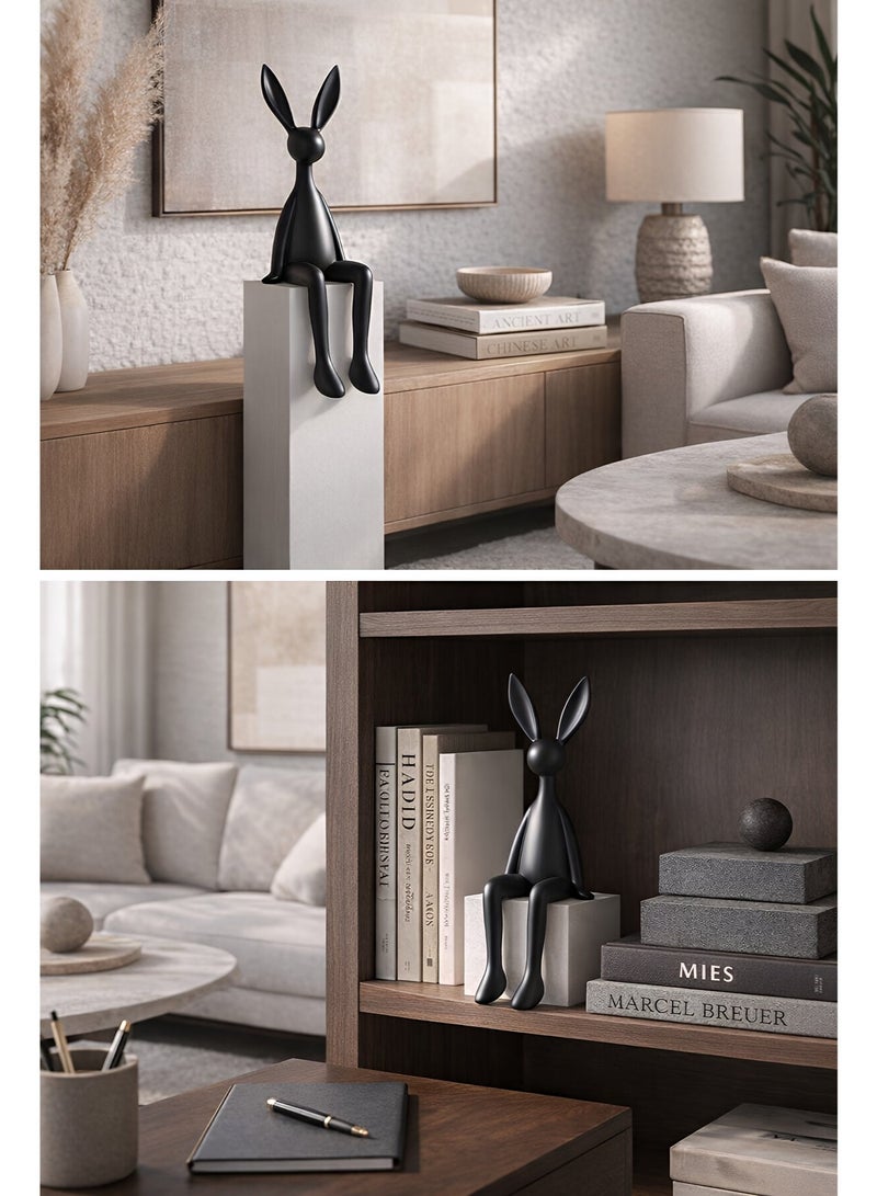 المي هومي تمثال أرنب طويل الأذنين بتصميم عصري بسيط وفاخر – ديكور أرنب جلوس للمنازل والمكاتب وخزانة التلفاز والفنادق وغرف العرض، بحجم 11.02×3.54×3.54 إنش (28×9×9 سم) - Image 2