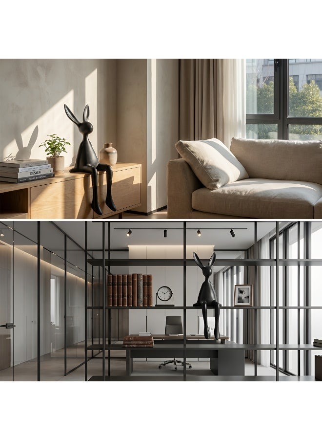 المي هومي تمثال أرنب طويل الأذنين بتصميم عصري بسيط وفاخر – ديكور أرنب جلوس للمنازل والمكاتب وخزانة التلفاز والفنادق وغرف العرض، بحجم 11.02×3.54×3.54 إنش (28×9×9 سم) - Image 3