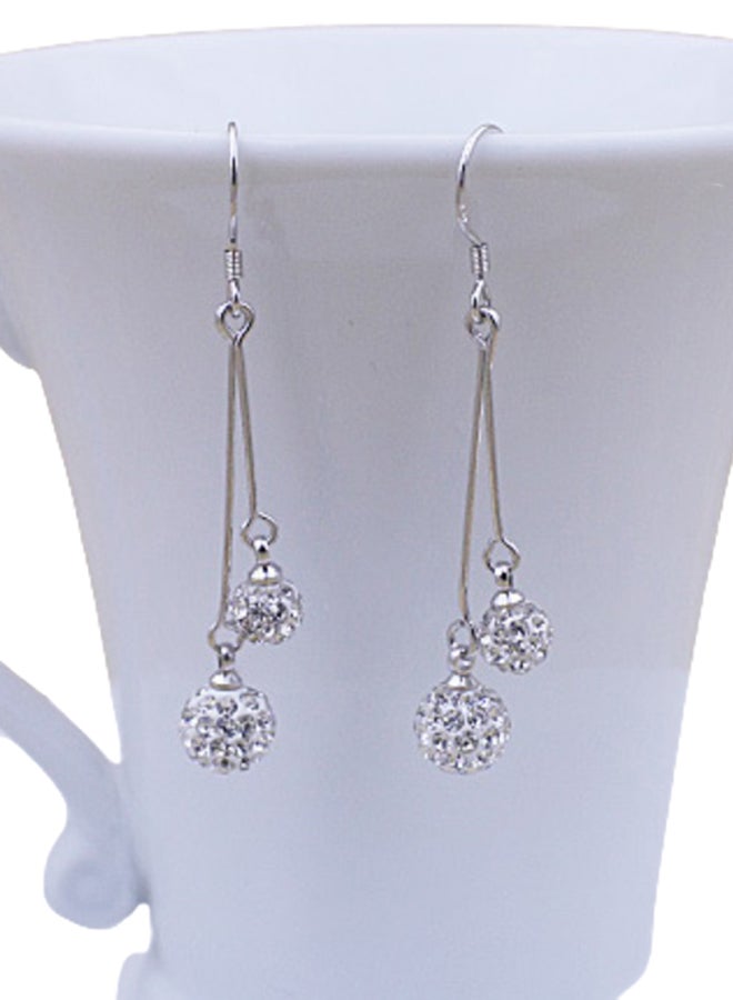 اليشمك أقراط متدلية طويلة مطلية بالفضة على شكل شرابة - Image 1