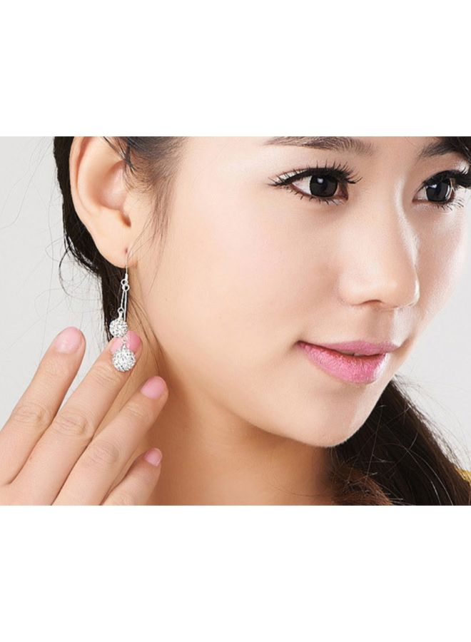 اليشمك أقراط متدلية طويلة مطلية بالفضة على شكل شرابة - Image 2