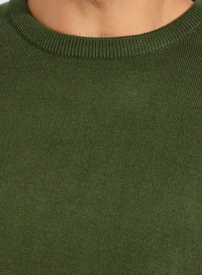 Styli Relaxed Fit Crew Neck Sweater with Dropped Shoulder