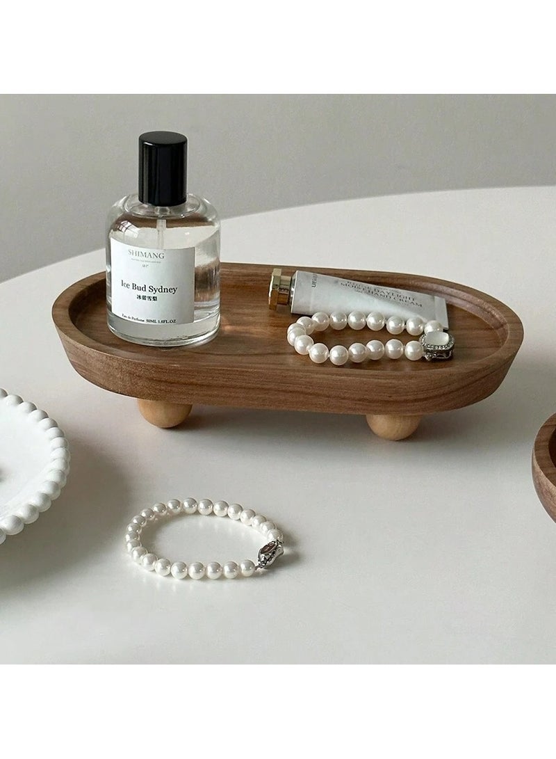 صينية مجوهرات خشبية ريترو 2 قطعة، حامل عطر، صينية عطرية، صينية التقاط مفاتيح المدخل، صينية ديكور منزلي لعيد الحب - Image 2