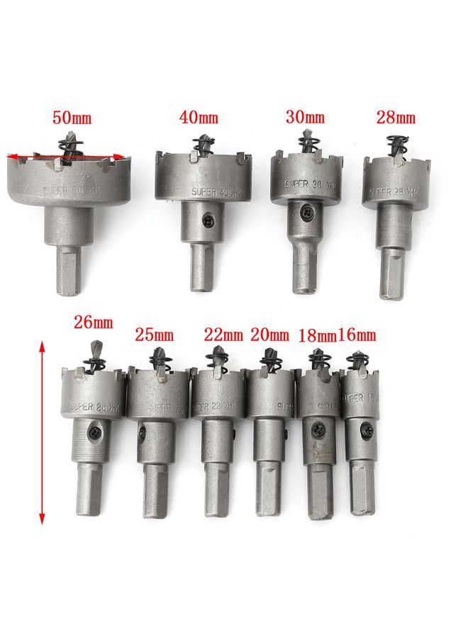 NIBEMINENT 10-Piece Alloy Carbide Tipped Hole Saw Drill Bit Set Silver 0.881kg - Image 4