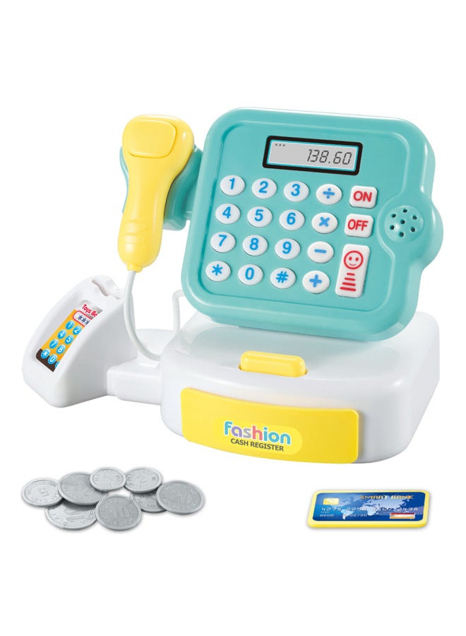 Children's Cash Register Toys Boys And Girls Play House Sound And Light Toys Simulation Scanner Supermarket Can Calculate-Color:Green Folding Cash Register-Specifications:English Color Box】 - Image 1