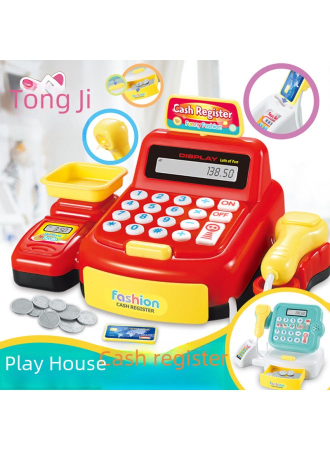Children's Cash Register Toys Boys And Girls Play House Sound And Light Toys Simulation Scanner Supermarket Can Calculate-Color:Green Folding Cash Register-Specifications:English Color Box】 - Image 2
