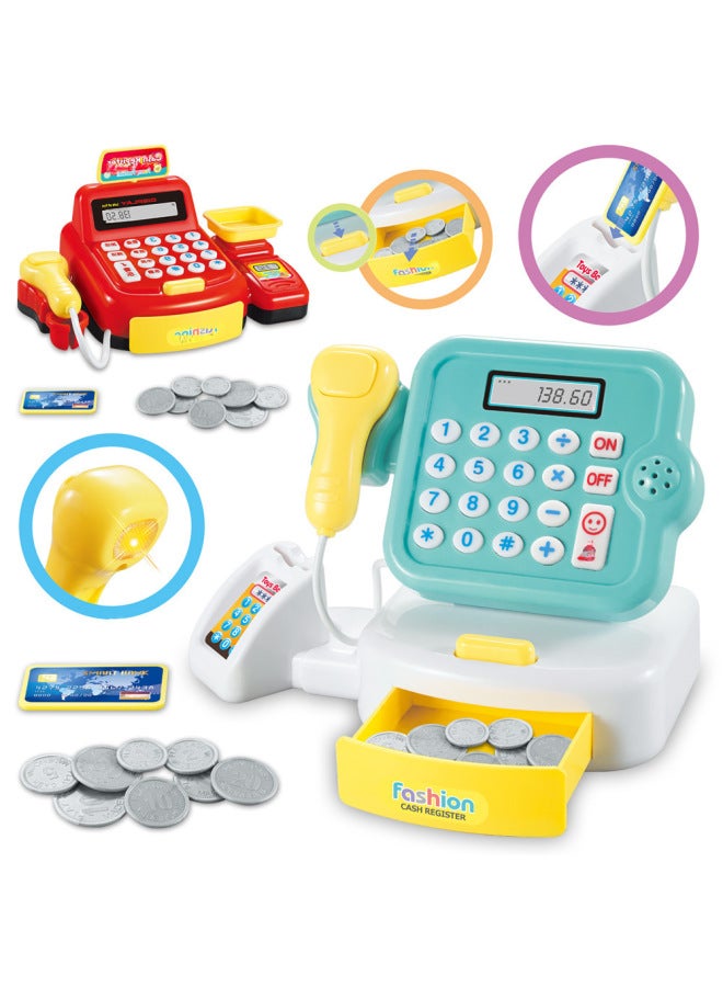 Children's Cash Register Toys Boys And Girls Play House Sound And Light Toys Simulation Scanner Supermarket Can Calculate-Color:Green Folding Cash Register-Specifications:English Color Box】 - Image 3