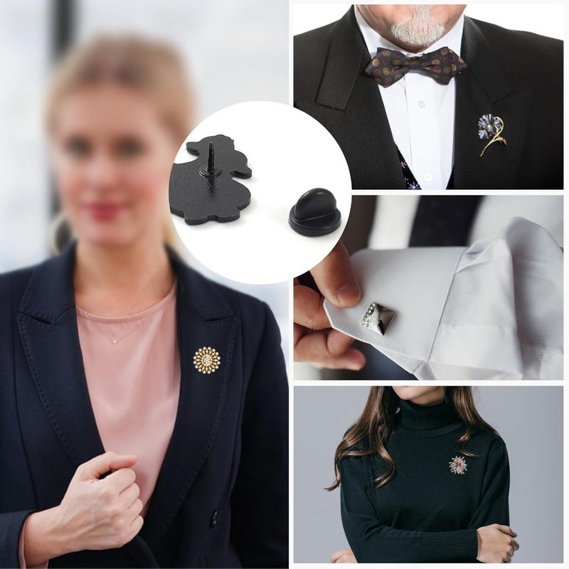 KASBEE Rubber Pin Backs, 100PCS Lapel Pin Backs, Pin Safety Backs for Brooch Tie Hat Badge Insignia, Black - Image 3