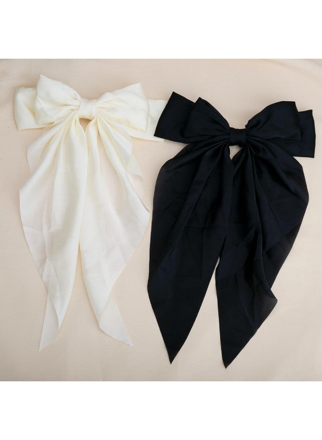 Deoot 6 Pcs Hair Bows Cute Hair Clips For Women Girls Tassel Ribbon Bowknot Hair Clips Black White Hair Bows Hair Accessories For Women Girls - Image 5