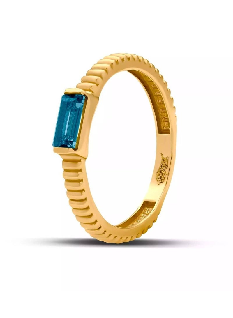 Ruby Art Gold 18K Pure Gold Ring for Women's with Blue sapphire stone - 2.40 Gram - Image 1