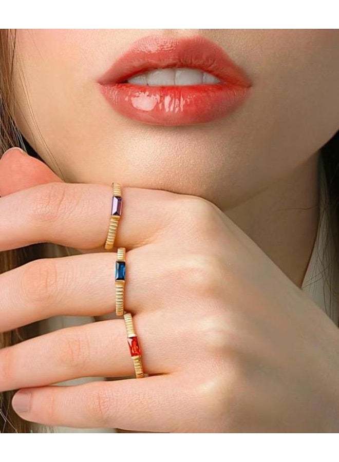 Ruby Art Gold 18K Pure Gold Ring for Women's with Blue sapphire stone - 2.40 Gram - Image 2