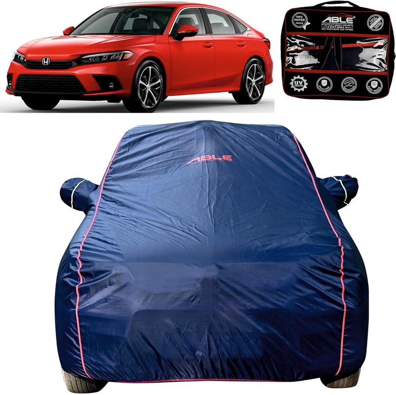 Able Parashuit Blue WR Series Car Body Cover with Mirror Pockets and Driver Door Zipper Compatible for Honda Civic New Type-II (2019 to Till Now Model) - Image 1