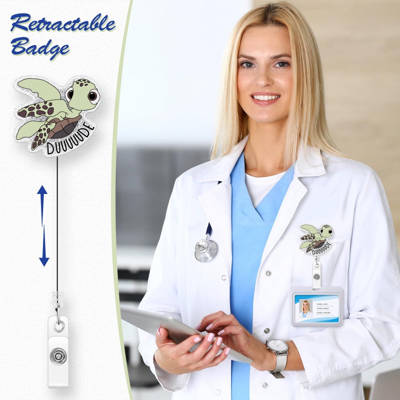 Frmingzhao Funny Turtle Badge Reel, Cute ID Badge Holder Retractable Clip, Pediatric Badge Reel, Nurse Nursing Badge Reels, Nursing Student, RN LPN CNA MA Medical Worker Nurse Accessories for Work - Image 5