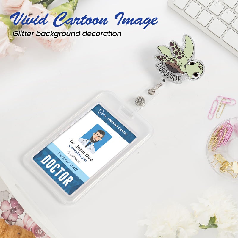 Frmingzhao Funny Turtle Badge Reel, Cute ID Badge Holder Retractable Clip, Pediatric Badge Reel, Nurse Nursing Badge Reels, Nursing Student, RN LPN CNA MA Medical Worker Nurse Accessories for Work - Image 4