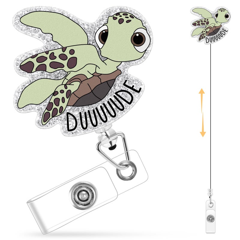 Frmingzhao Funny Turtle Badge Reel, Cute ID Badge Holder Retractable Clip, Pediatric Badge Reel, Nurse Nursing Badge Reels, Nursing Student, RN LPN CNA MA Medical Worker Nurse Accessories for Work - Image 1