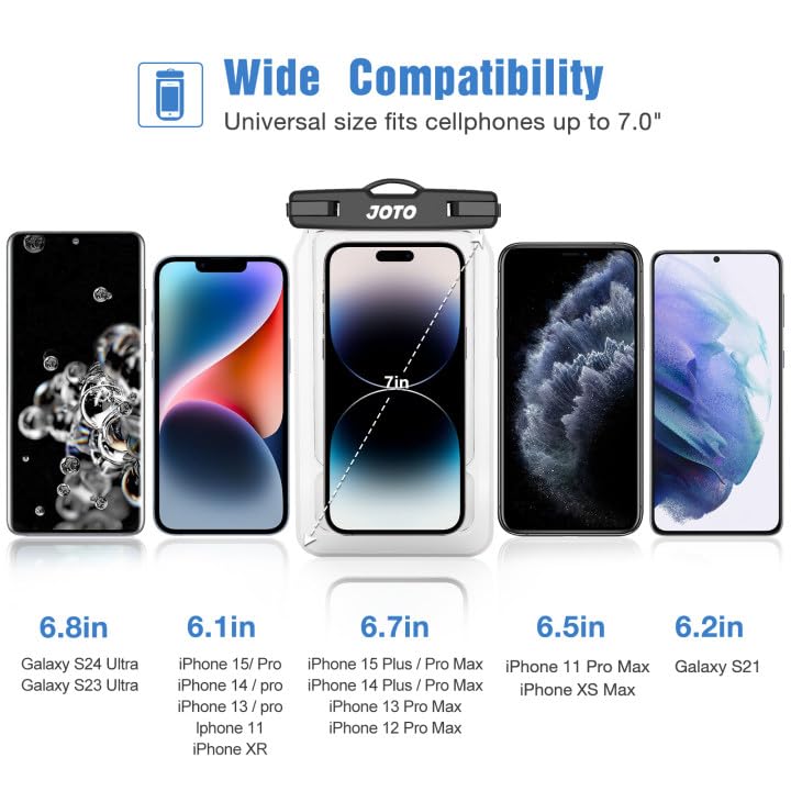 JOTO 2 Pack Floating Waterproof Phone Pouch Up to 7", IPX8 Floatable Underwater Phone Case Cellphone Dry Bag for iPhone 17/Air 16 15 14 13 12 11 Pro Max Xs Max XR X 8 7 Plus SE/Galaxy S24 S23 -Navy - Image 2