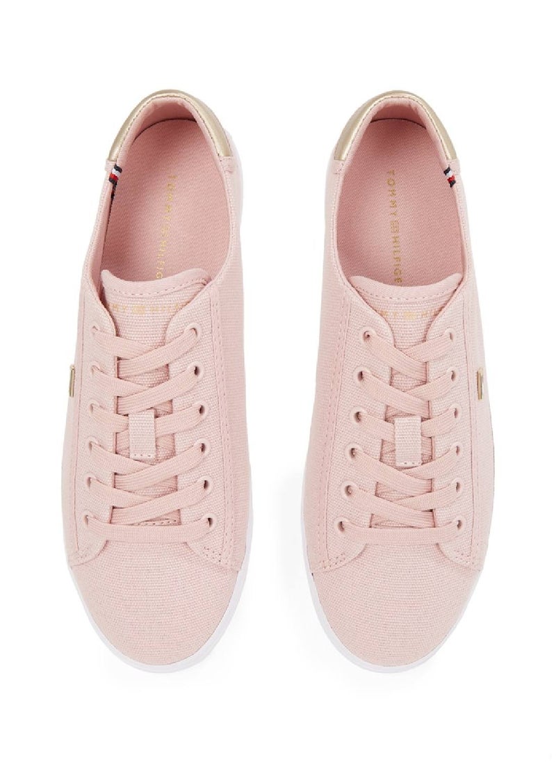 TOMMY HILFIGER Women's Canvas Metallic Heel Sneakers - Cotton, Pink  - Image 4