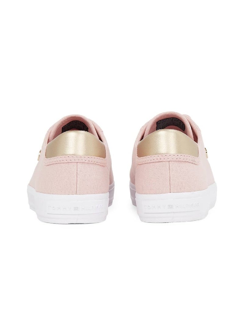 TOMMY HILFIGER Women's Canvas Metallic Heel Sneakers - Cotton, Pink  - Image 3