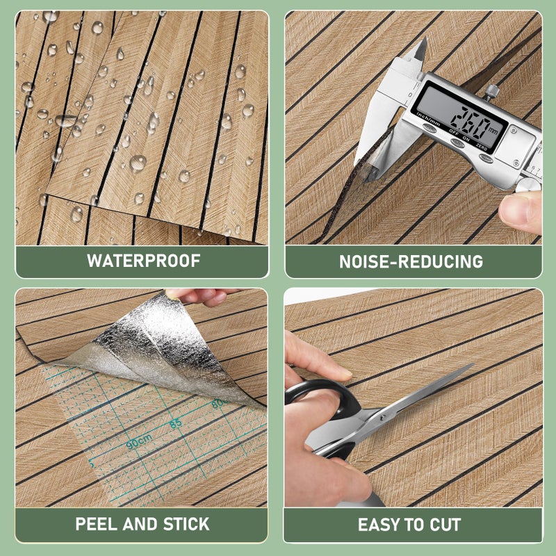 ReWallpaper Self Adhesive Wood Panels for Wall Peel and Stick Light Oak Faux Wood Slat Wall Panel Waterproof Sound Proof Foam Panels for Bedroom Bathroom Living Room Door DIY Home Decor 12in x 10ft - Image 5