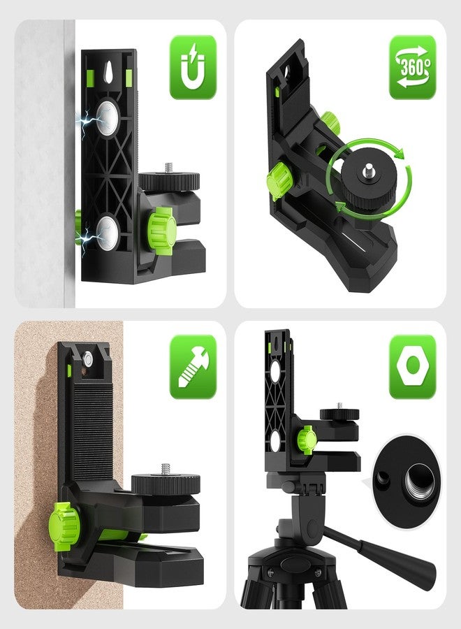 Huepar Fine-tuning Bracket for Line and Point Laser Levels, 1/4"-20 Male Thread L-Shape Magnetic Pivoting Base with 1/4"-20 and 5/8"-11 Female Threaded Mounts on Bottom for Wall & Ceiling Mount - PV12 - Image 4