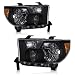 ADCARLIGHTS for 2005 2006 Toyota Tundra Headlight Assembly Black Housing fit 05 06 Toyota Tundra Double Cab 2005 2006 2007 Sequoia Clear Lens Amber Reflector Headlamp Replacement Left Right Pair - Image 2