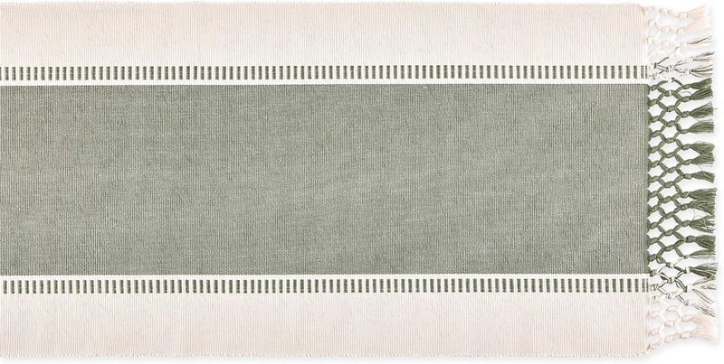 DII Dobby Stripe Woven Table Runner, 13x72 (13x77.5, Fringe Included), Artichoke - Image 2