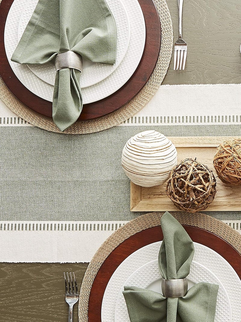 DII Dobby Stripe Woven Table Runner, 13x72 (13x77.5, Fringe Included), Artichoke - Image 5