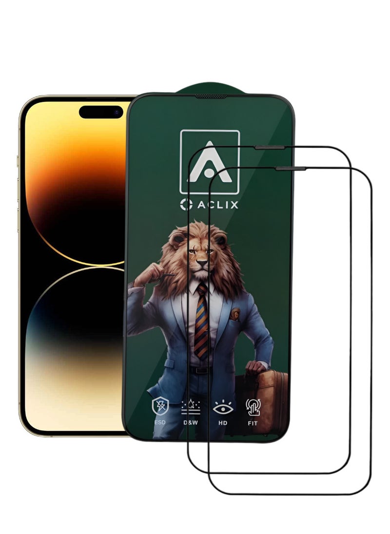 ACLIX 2 Pieces Antistatic ESD Dustproof Premium Quality High Definition Tempered Glass Screen Protector Designed For  iPhone 14 Pro - Image 1