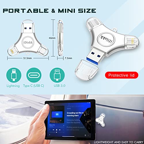 iDiskk 256GB App-le Certified Flash Drive Photo Vault for iPhone 15 USB C iPad Pro Android Samsung Flash Drive for iPhone Photo Storage Stick iPad pro Photo Stick for iPhone and Computer - Image 4