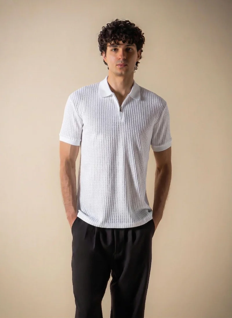 شايبس SLIM CONTRAST RIB POLO SHIRT