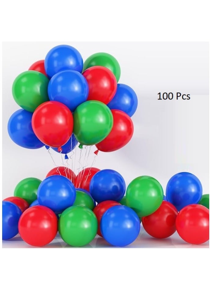 Boxwoods - 100 Pieces Red Blue Green Latex Balloons 12 Inch for Kids Carnival Circus Superhero Mario Theme Birthday Back To School Party Decorations - Image 1