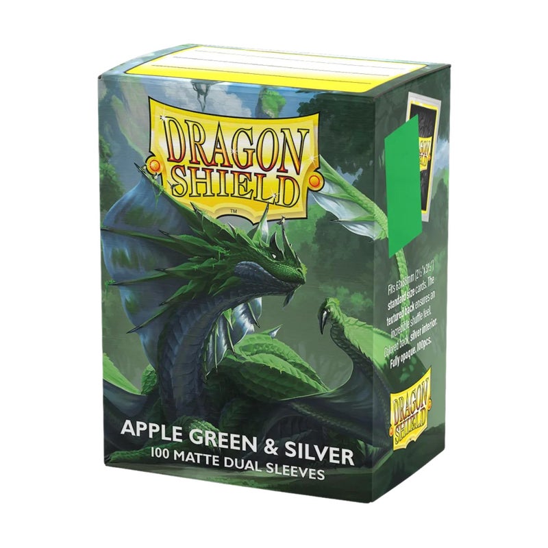 Dragon Shield | Matte Dual Standard Size Card Sleeves | 100ct - Smooth & Tough Premium TCG Sleeves - Compatible with Pokemon, One Piece, and Magic: The Gathering | Apple Green & Silver - Image 1